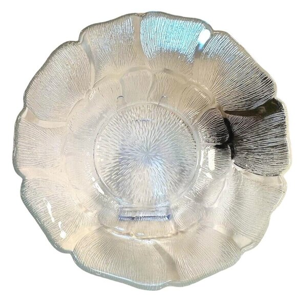 Arcoroc Clear Glass Bowl With 9" Fleur Design Elegant Floral Pattern Serving Dis - Picture 6 of 7